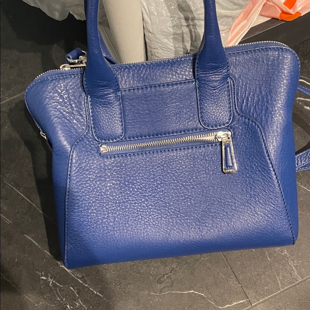 Elegant Blue Danier Leather Handbag